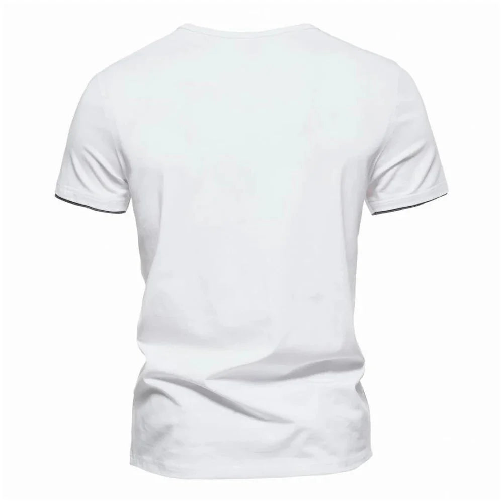 Men's slim fit Henley T-shirt by TrendLux Wear in black, white, or grey, featuring moisture-wicking, breathable fabric.
