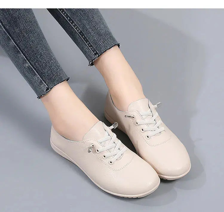 TrenLux Wear Women's Lace-Up Leather Loafers — Soft Moccasin Flat Shoes for Spring & Autumn TrenLux Wear