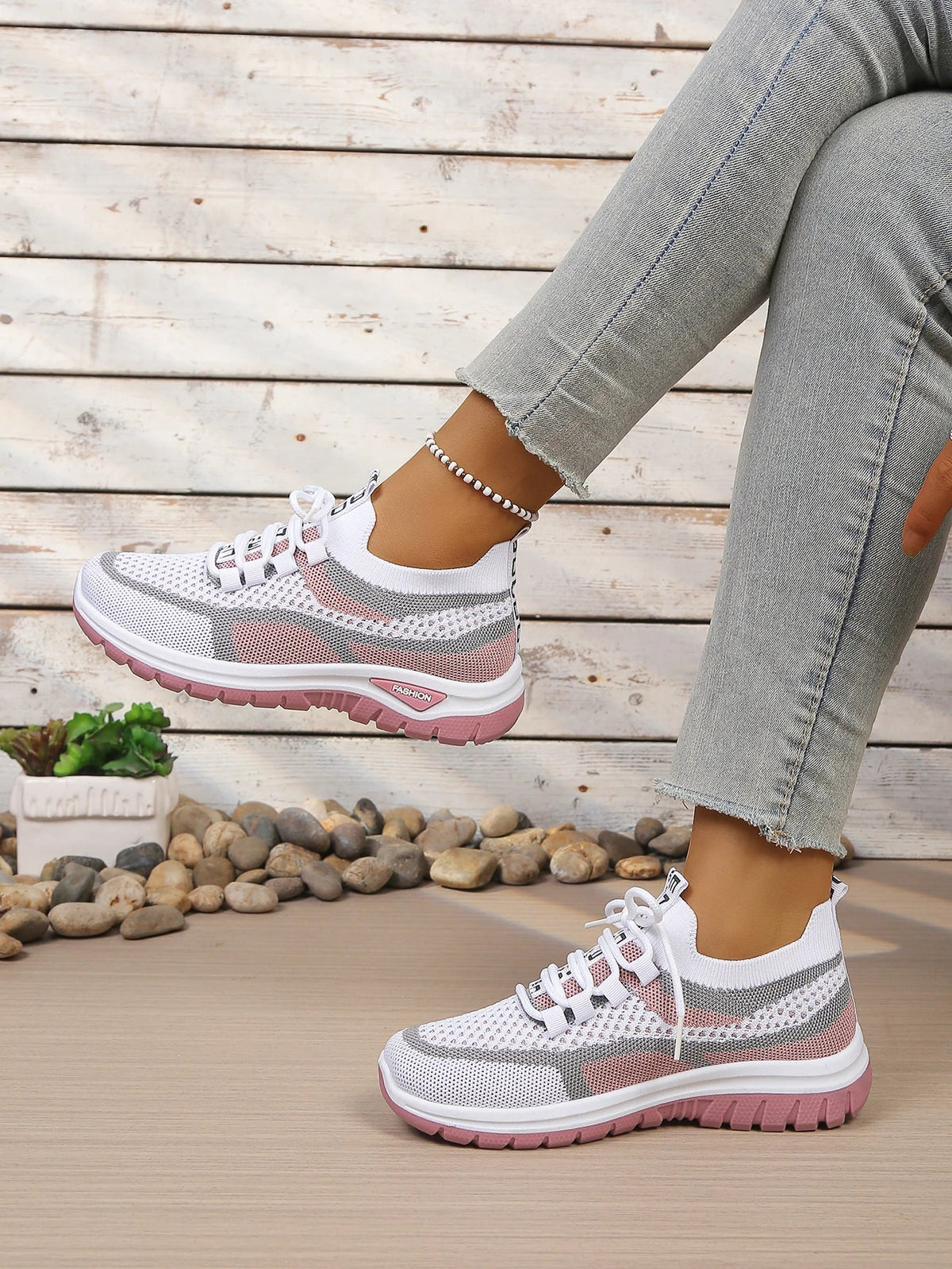 Women's Two-Tone Casual Sneakers | Lace-Up Fabric Low-Top Shoes | Summer 2026 - TrendLux Wear