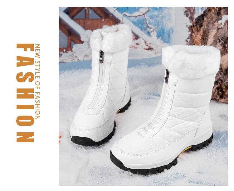 Women’s Fleece-Lined Winter Snow Boots – Non-Slip Warm High-Top Walking Boots