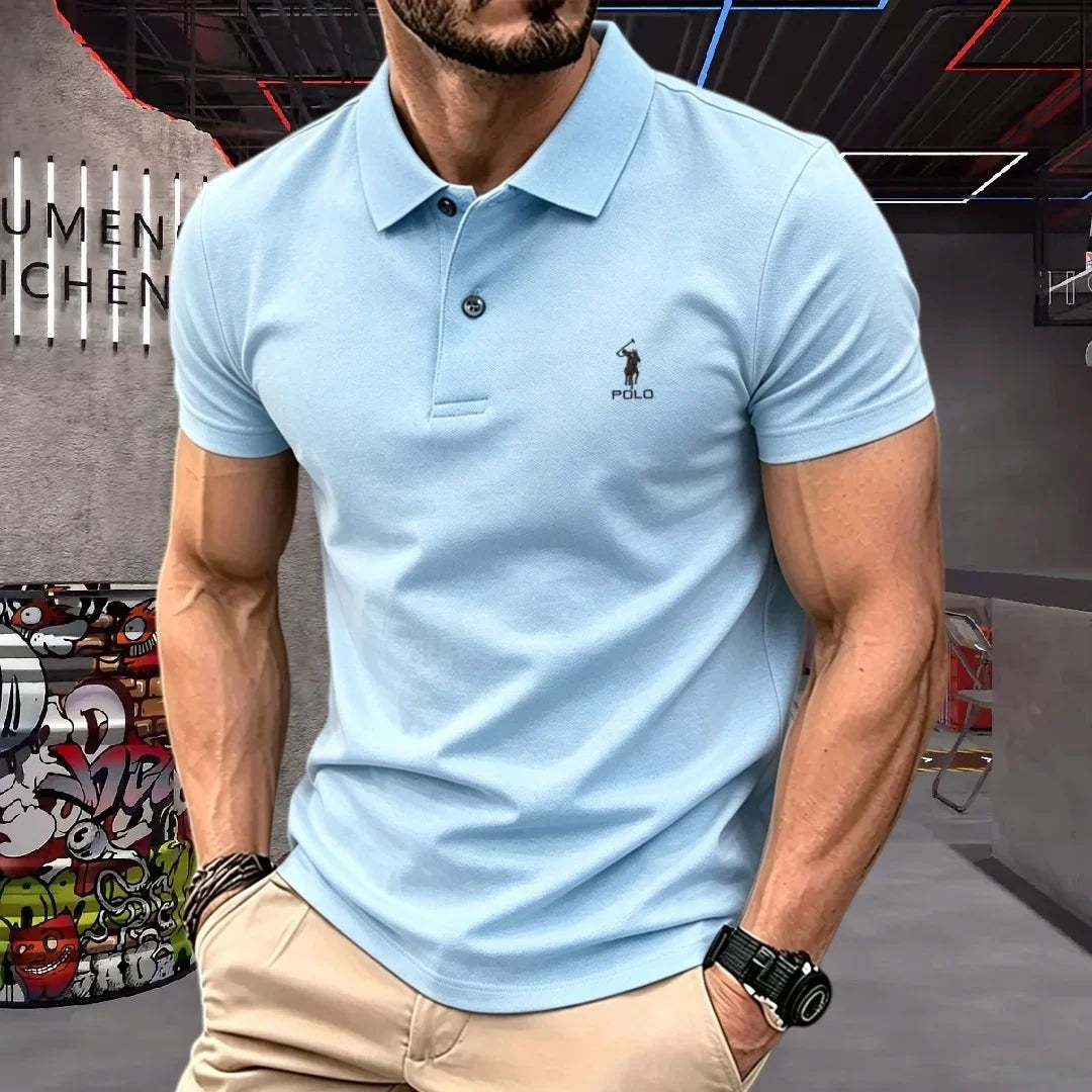 Men's Embroidered Cotton Short-Sleeve Polo