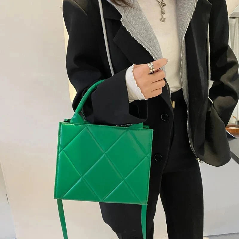 Women's large capacity plaid casual handbag by TrendLux Wear, featuring a stylish design and spacious interior for everyday use.