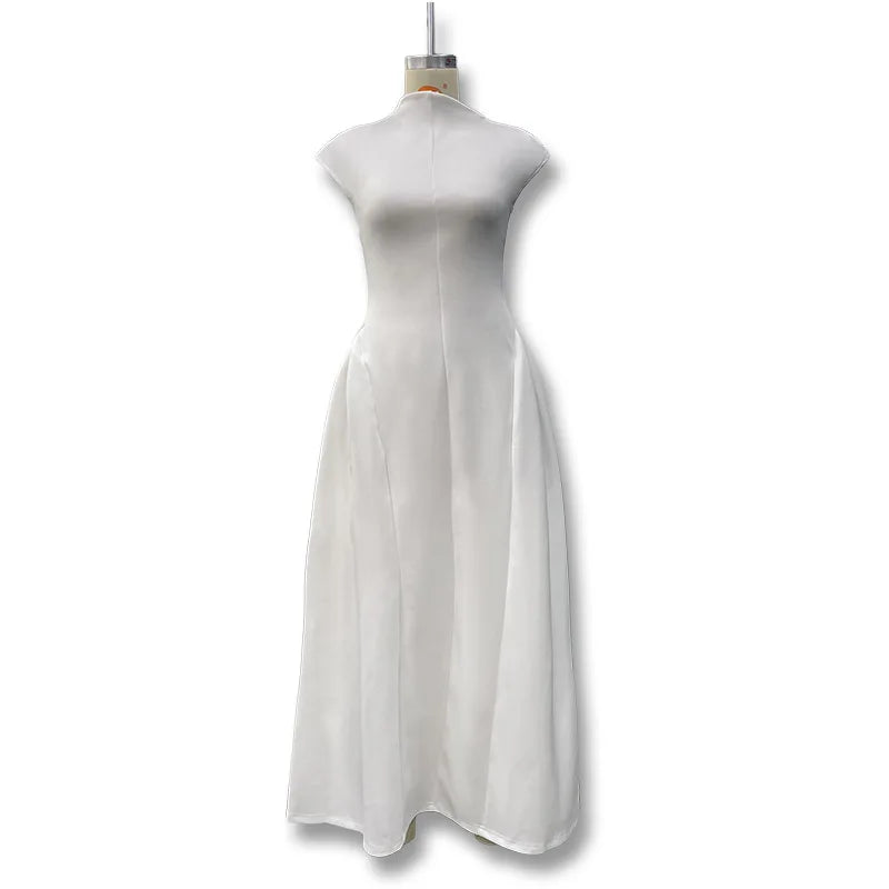 TrenLux Wear Women's Polyester Sleeveless Solid A-Line Prom & Party Dress