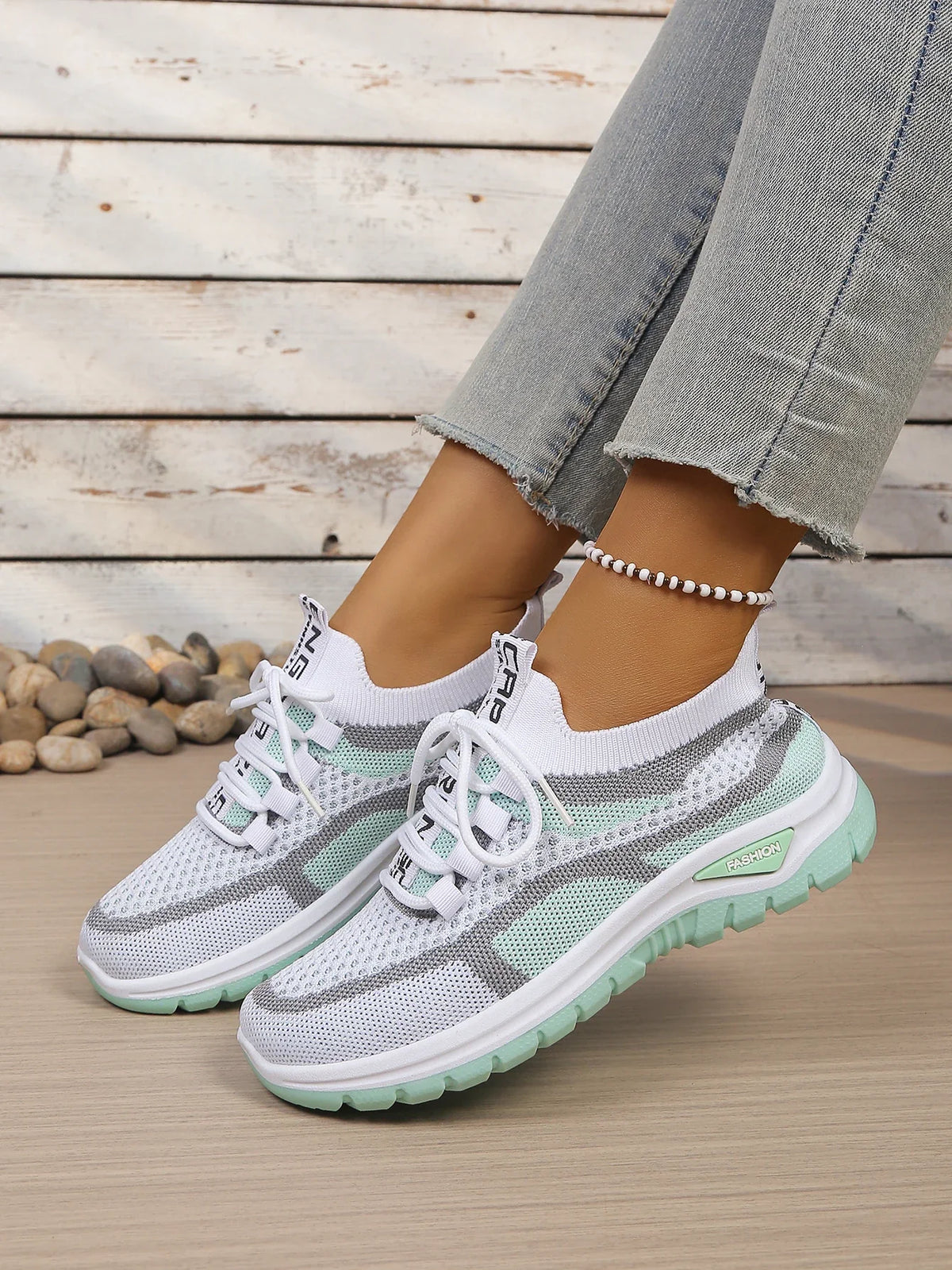 Women's Two-Tone Casual Sneakers | Lace-Up Fabric Low-Top Shoes | Summer 2026 - TrendLux Wear