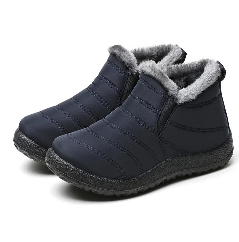 Men's Slip-On Fur Snow Ankle Boots – Warm Winter Plush Footwear