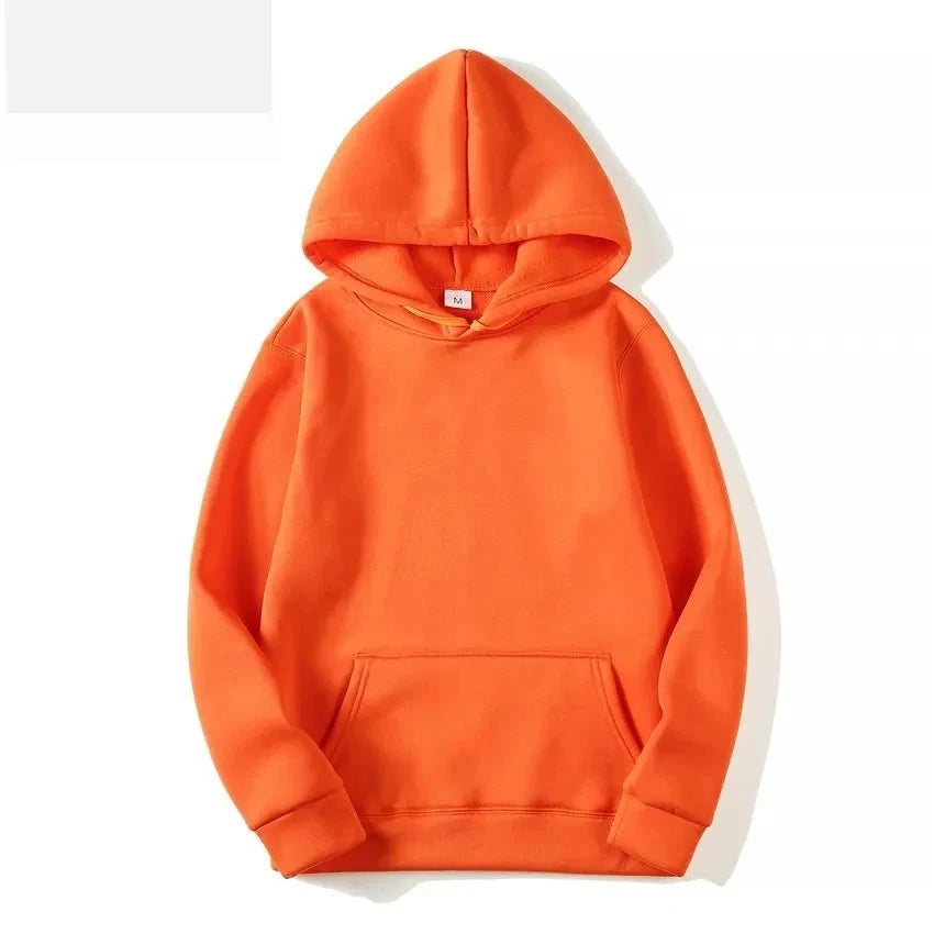 Unisex heavyweight American High Street Hoodie by TrendLux Wear in plus size fleece pullover, showing front view in black.