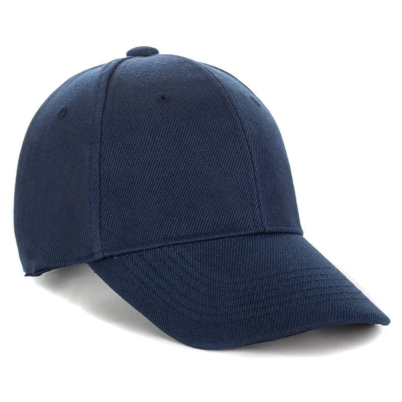 Unisex plain baseball cap by TrendLux Wear, adjustable structured hat in multiple colors, shown in a neutral front view.