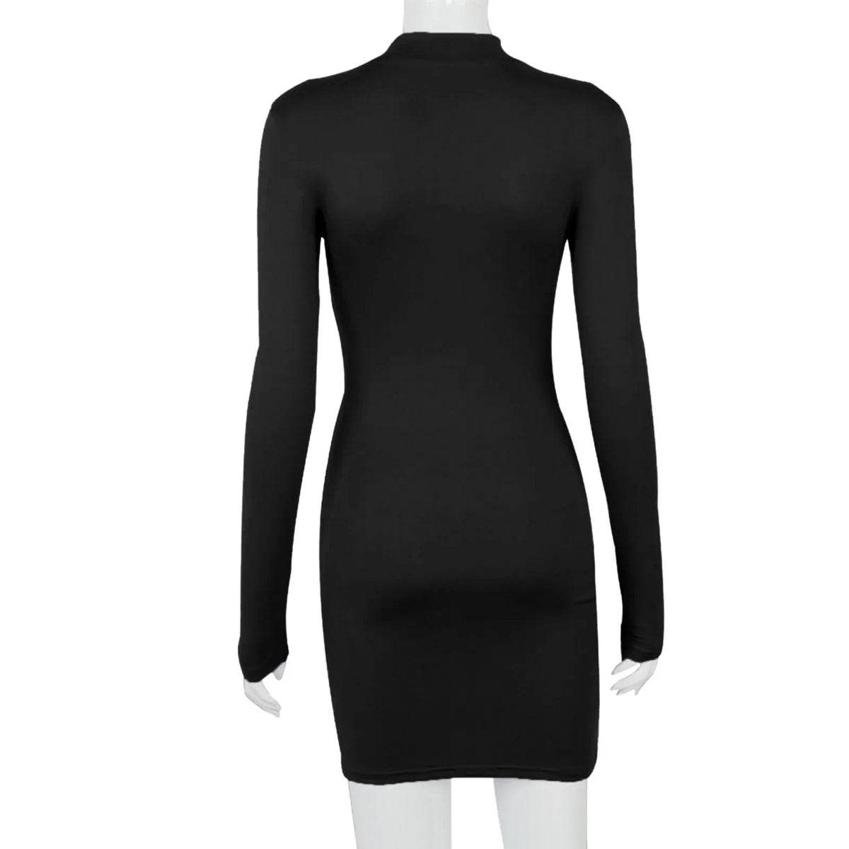 Women's polyester-spandex drawstring O-neck bodycon dress by The Glow Sanctuary, shown in a sleek, fitted design with a drawstring neckline.