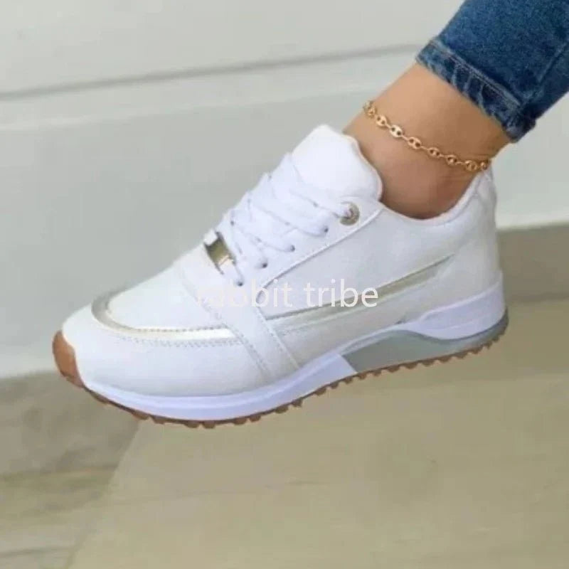 Women's lace-up casual sneakers by TrendLux Wear featuring height-increasing design and comfortable sneaker style.