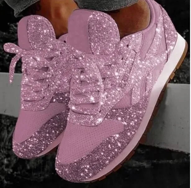 Women's Glitter Platform Chunky Sneakers | Height-Increasing Sparkling Running Shoes | Spring 2026 - TrendLux Wear