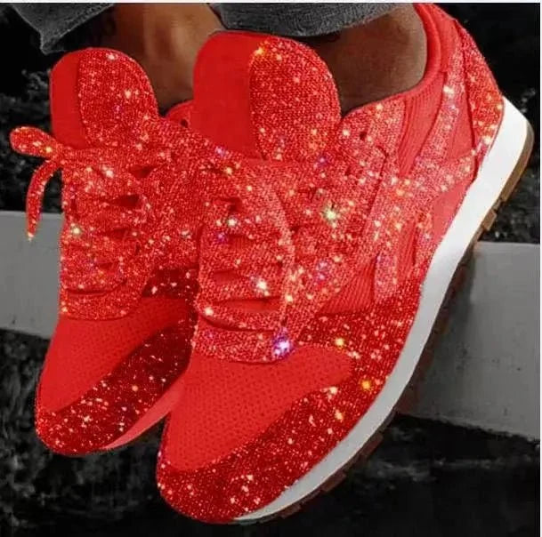 Women's Glitter Platform Chunky Sneakers | Height-Increasing Sparkling Running Shoes | Spring 2026 - TrendLux Wear