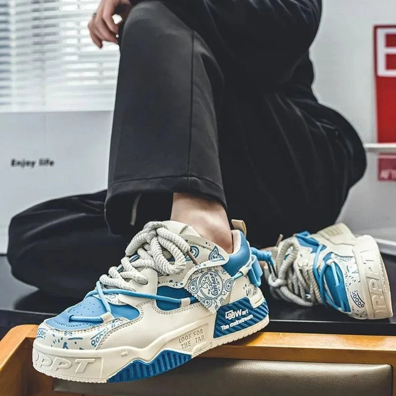 Men's breathable platform sneakers by TrendLux Wear, vulcanized casual walking shoes with a sleek design and comfortable fit.