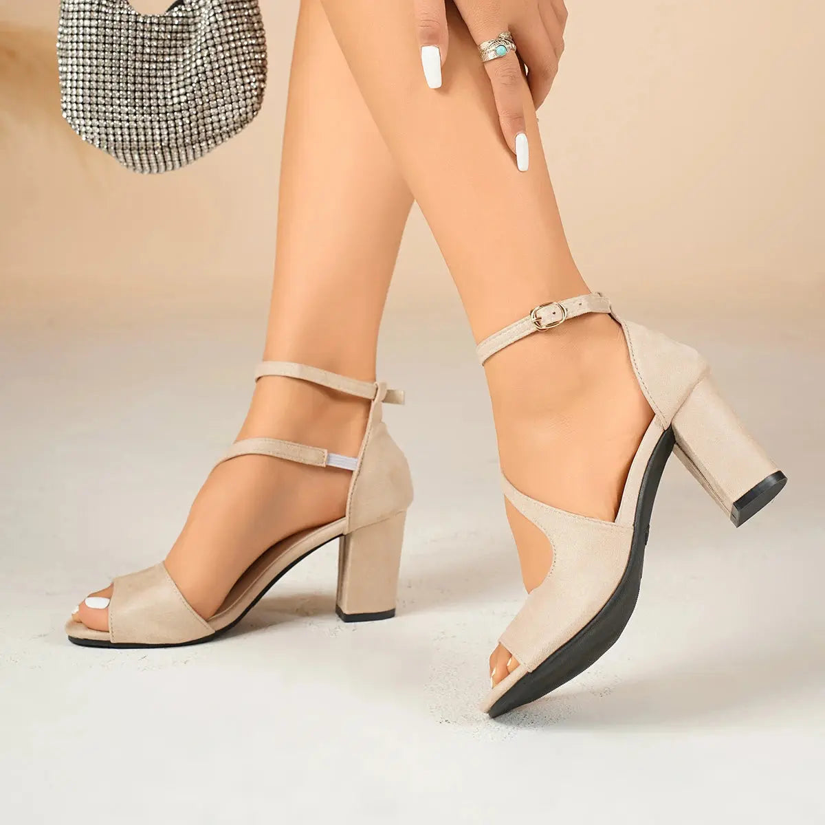 TrenLux Wear Women's Plus Size Zip Closure Heeled Open Toe Office Summer Sandals TrenLux Wear