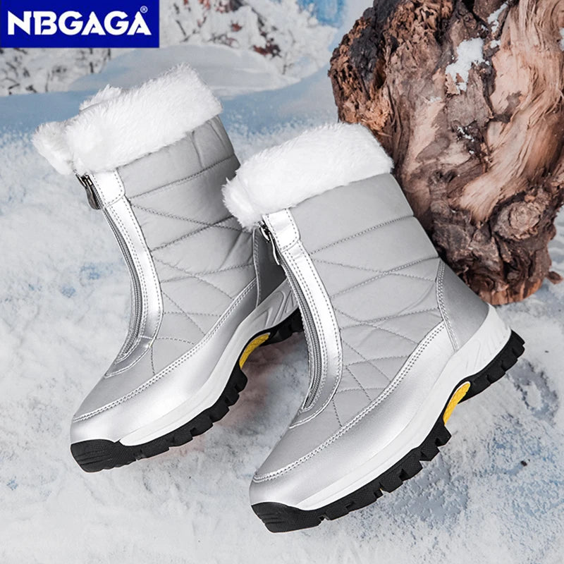 Women’s Fleece-Lined Winter Snow Boots – Non-Slip Warm High-Top Walking Boots