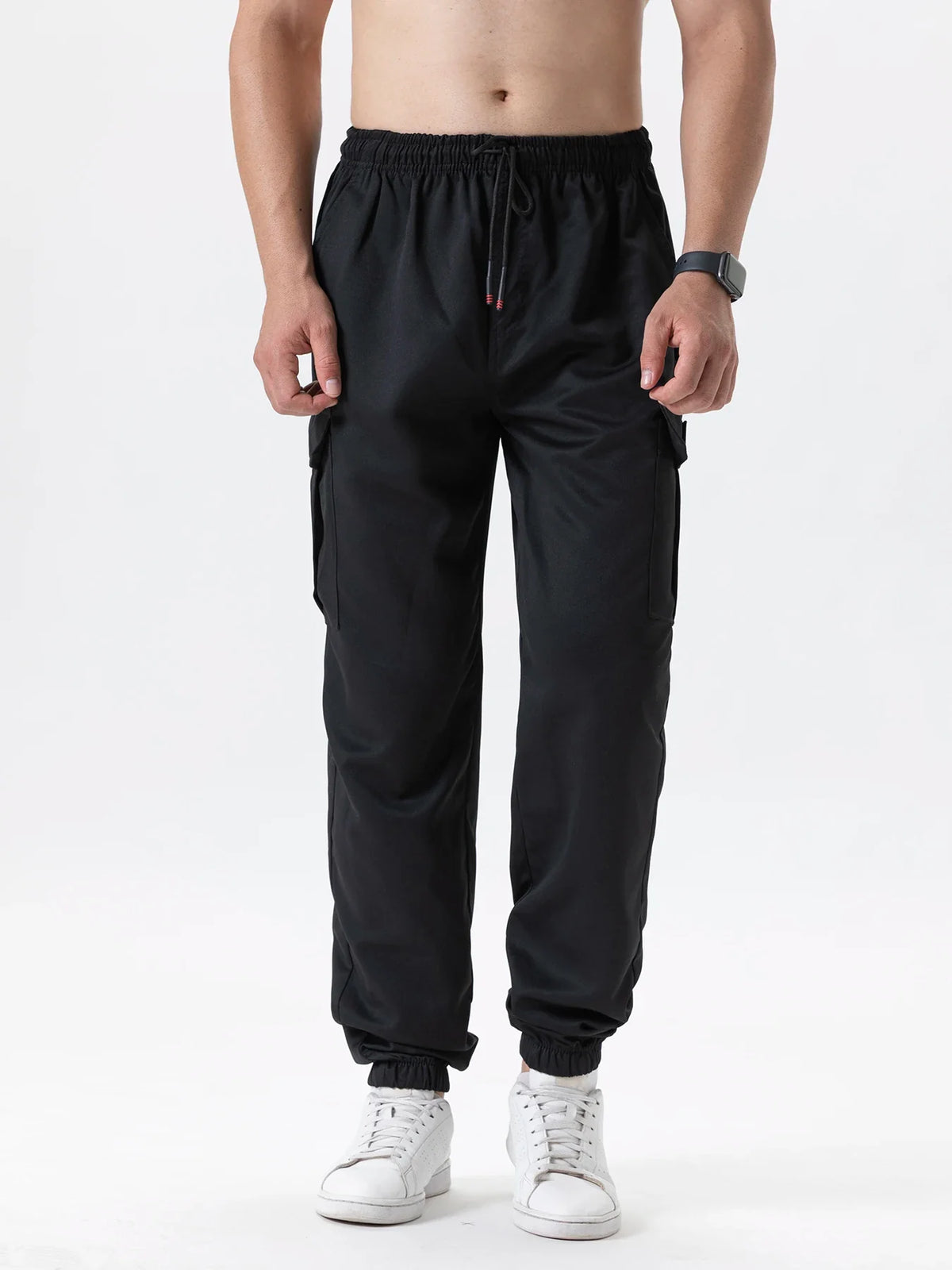 Men's tactical cargo pants by TrendLux Wear, loose-fit outdoor jogger sweatpants with multiple pockets in various colors.
