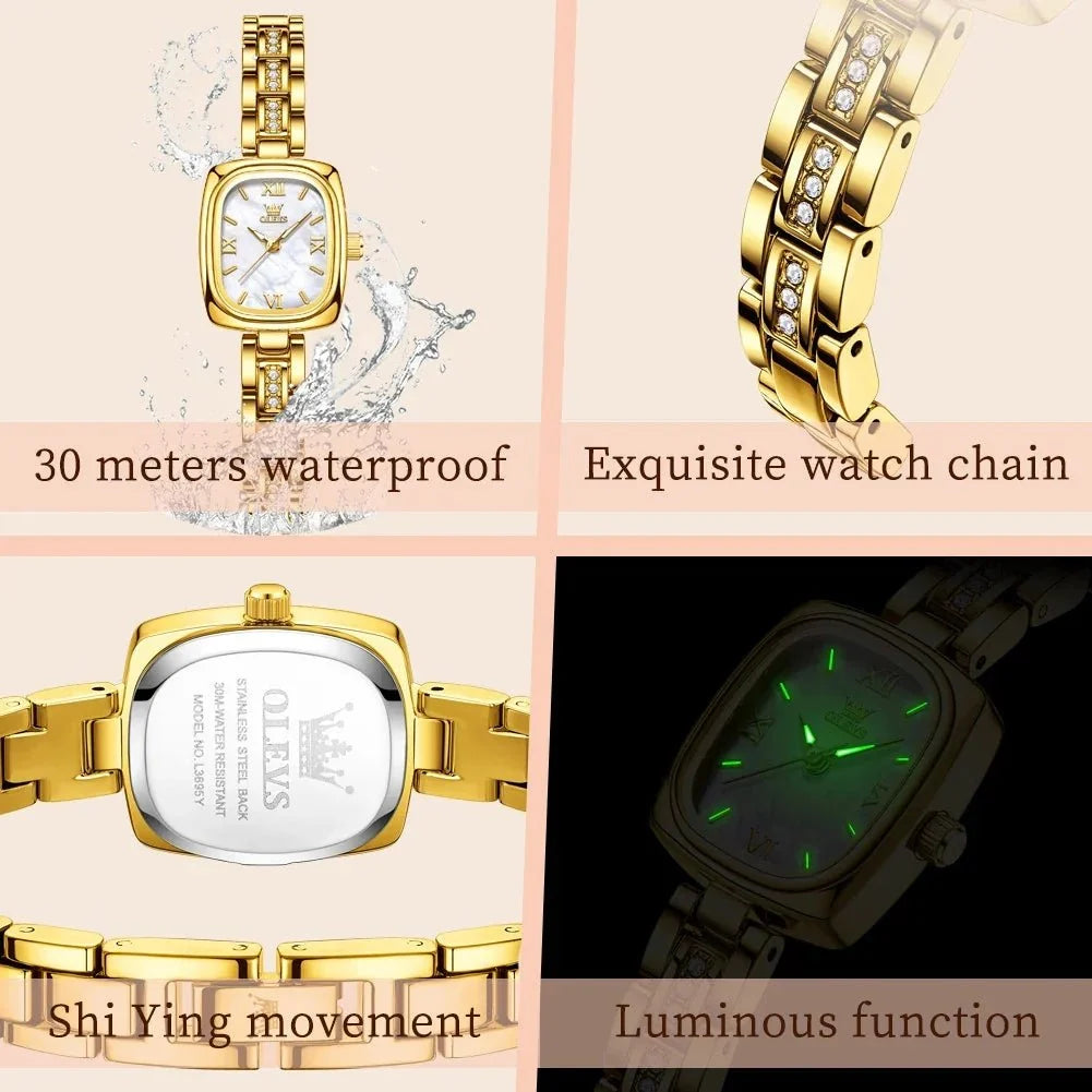 Olevs women's luxury square watch by TrendLux Wear with a sleek design and elegant silver-tone band.