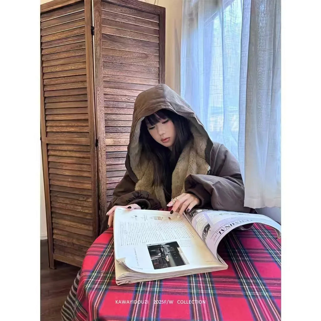 Winter Women Jacket Coats Parkas Female Double-sided Cotton Hooded Overcoat Thick Warm Jackets Windproof Casual Snow Outerwear