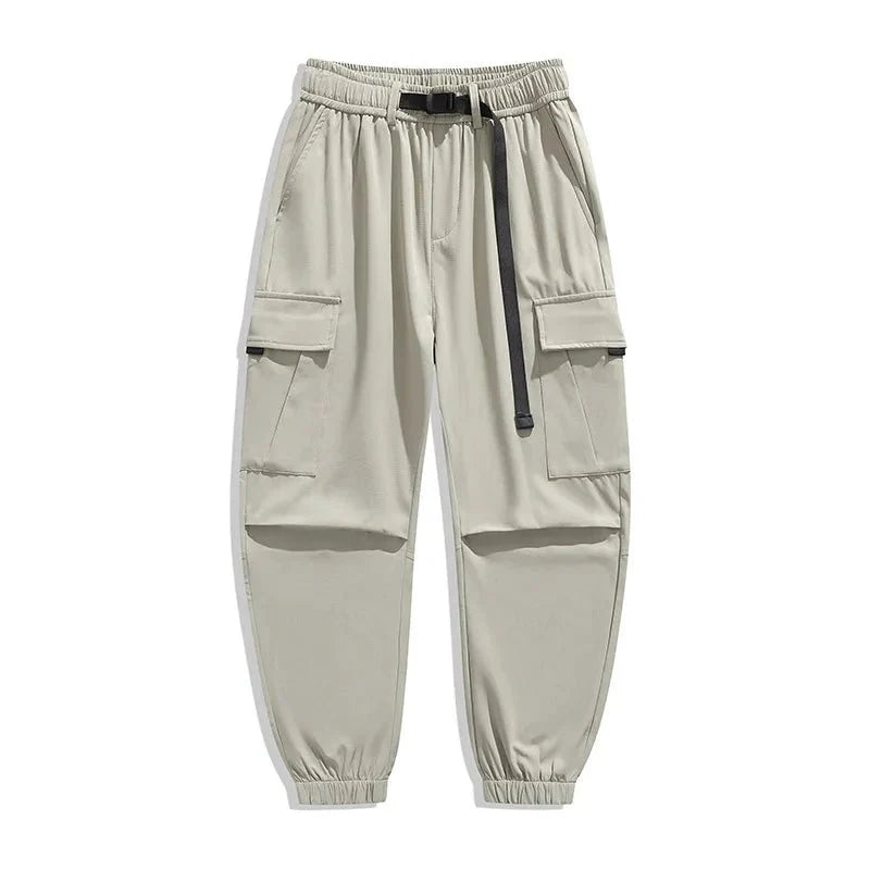 Men's wide-leg casual trousers by TrendLux Wear, high street loose fit multi-pocket pants in six colors, shown in a relaxed fit style.
