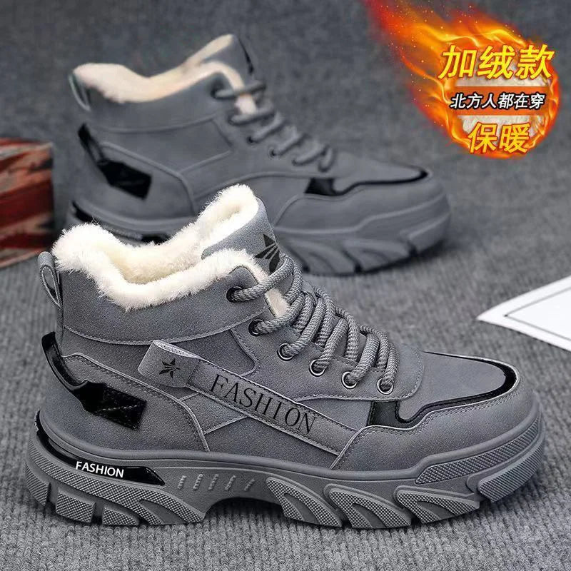 Men's Classic Retro Winter Snow Boots – Warm Plush Lace-Up Outdoor Shoes