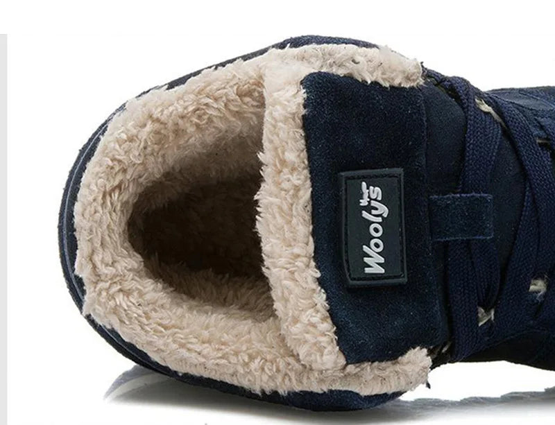Men's Winter Lace-Up Fur Plush Ankle Boots – Warm Snow Boots Plus Size