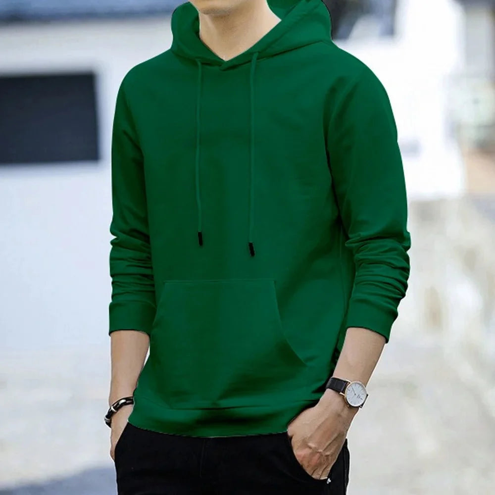Men's Harajuku hoodie by TrendLux Wear, casual streetwear pullover sweatshirt in 9 colors, available in sizes S to 3XL.