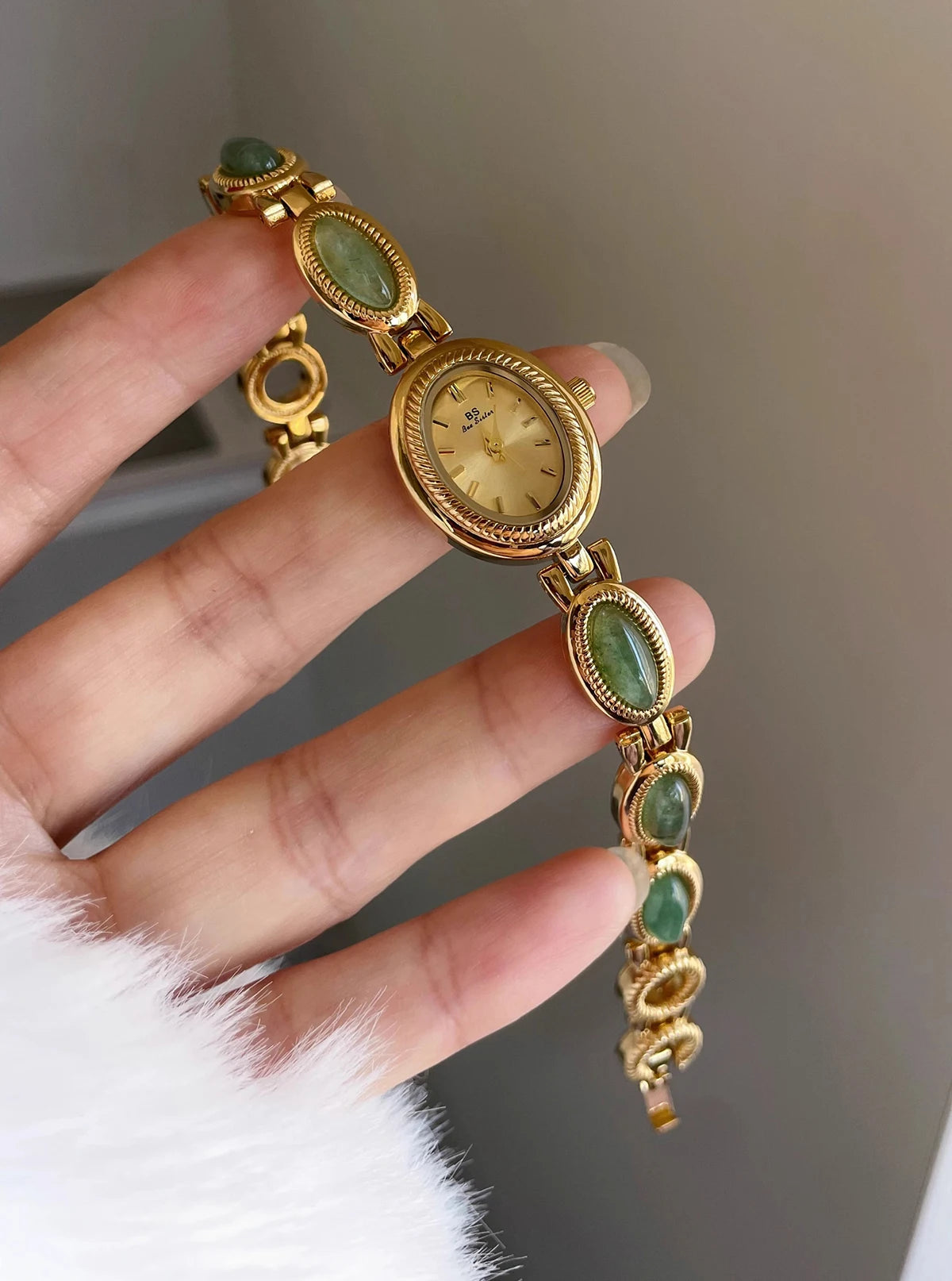 TrendLux Women's Luxury Jade Green Jewelry Bracelet Quartz Dress Wristwatch
