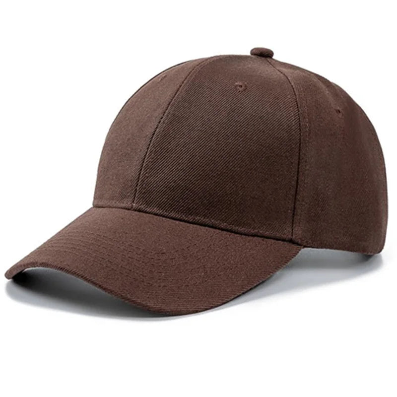 Unisex plain baseball cap by TrendLux Wear with adjustable strap, structured fit, available in 24 colors, shown in black.