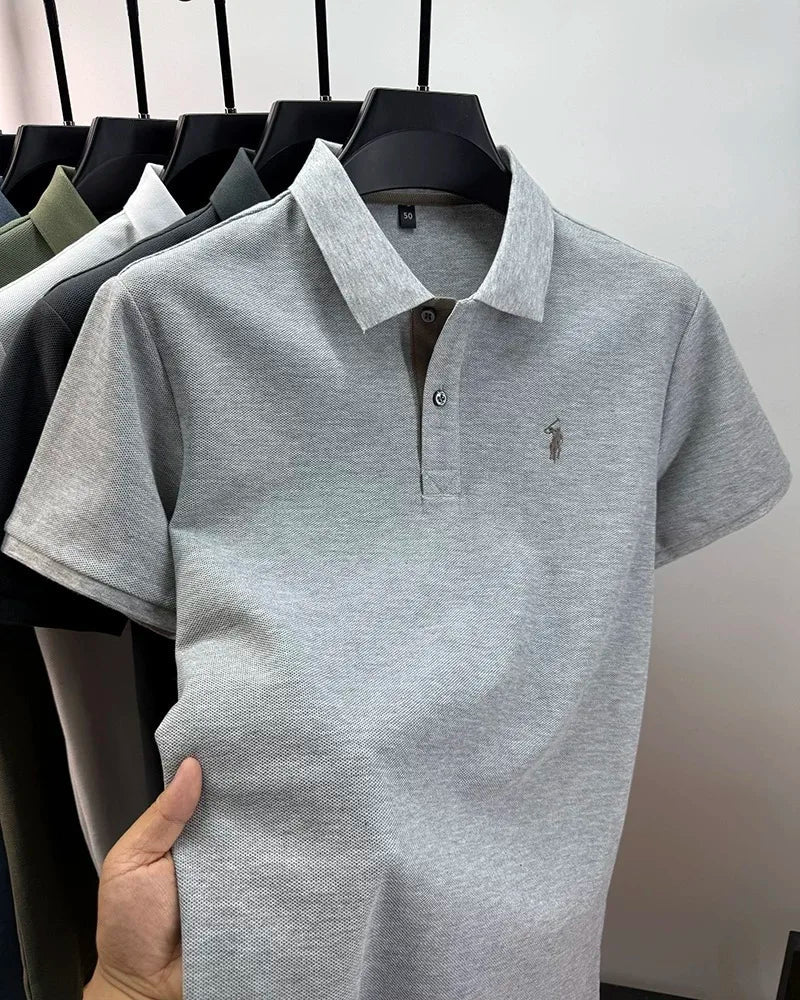 Men's Smart-Casual Embroidered Cotton Polo