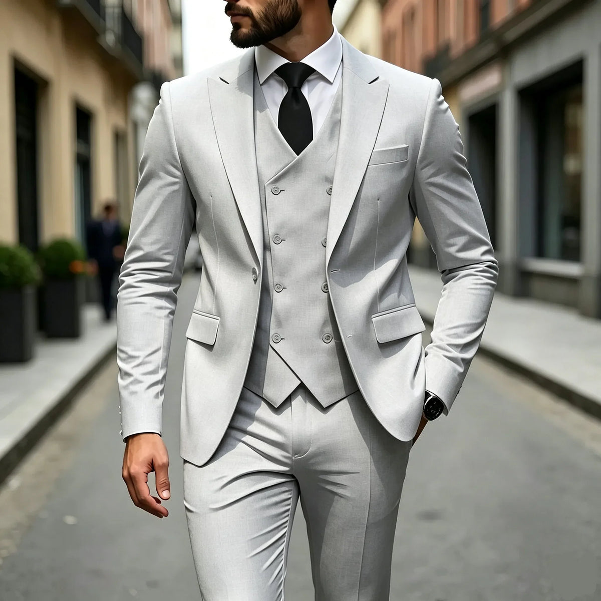 Men's Peak-Lapel Three-Piece Tuxedo Suit