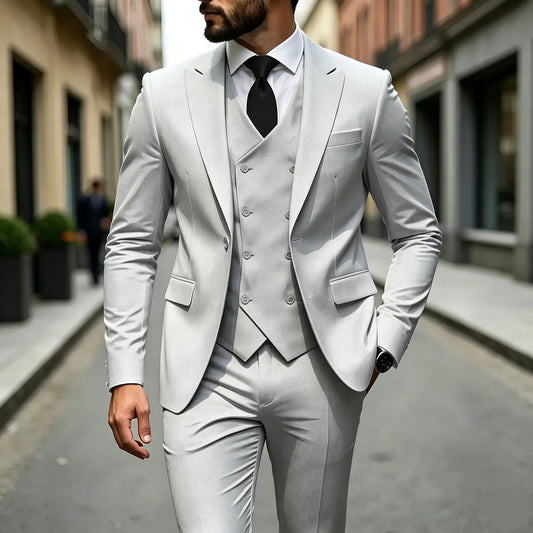 Men's Peak-Lapel Three-Piece Tuxedo Suit