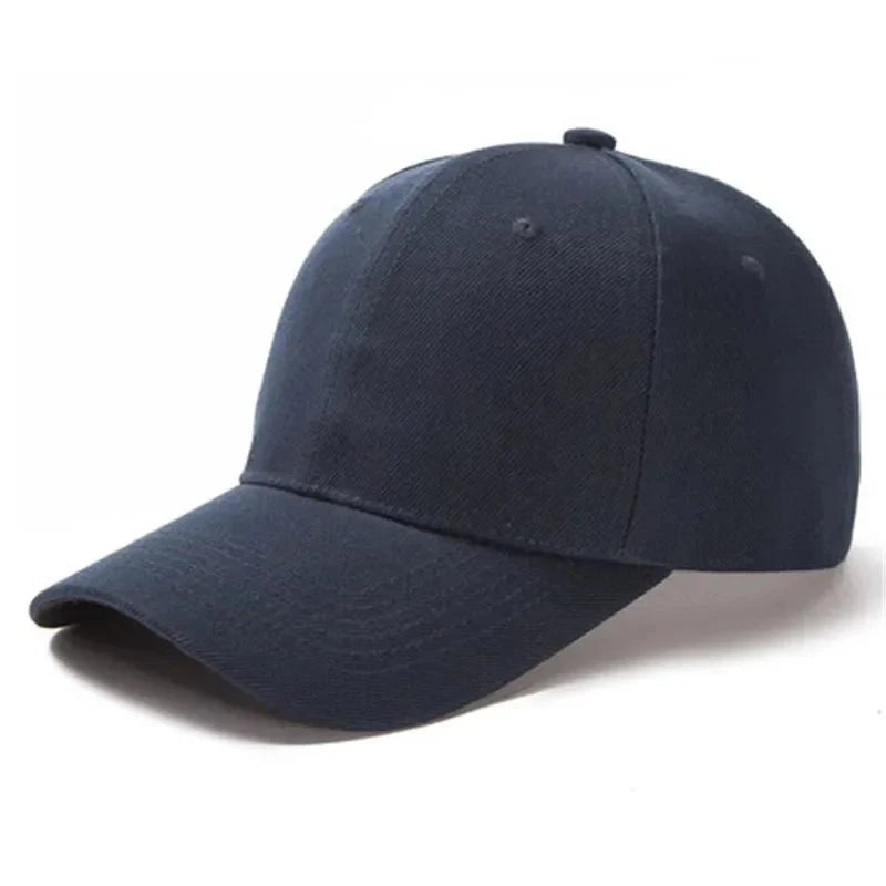 Unisex plain baseball cap by TrendLux Wear, adjustable structured hat in various colors, shown in a close-up view.