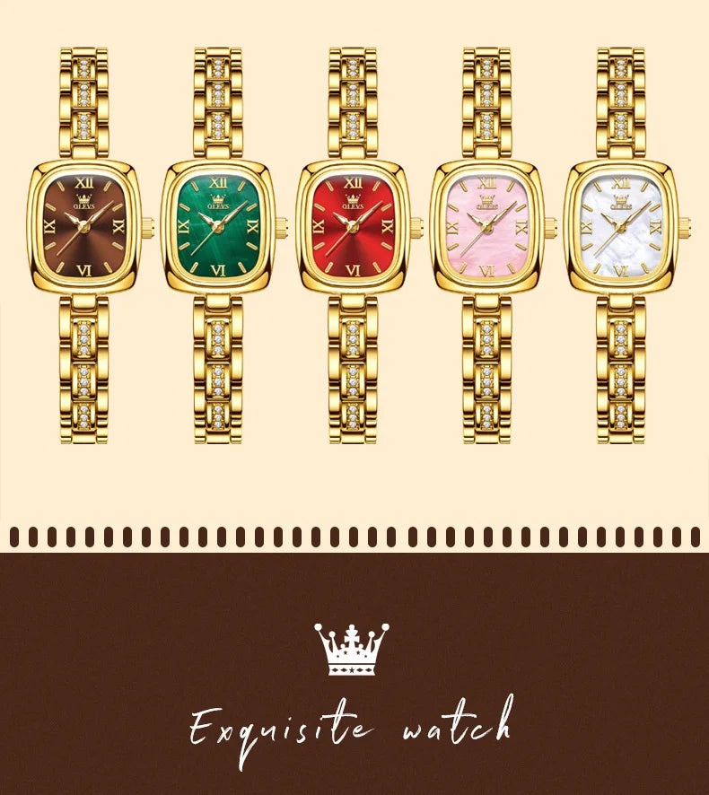 TrendLux OLEVS Women's Luxury Square Bracelet Luminous Waterproof Quartz Dress Watch