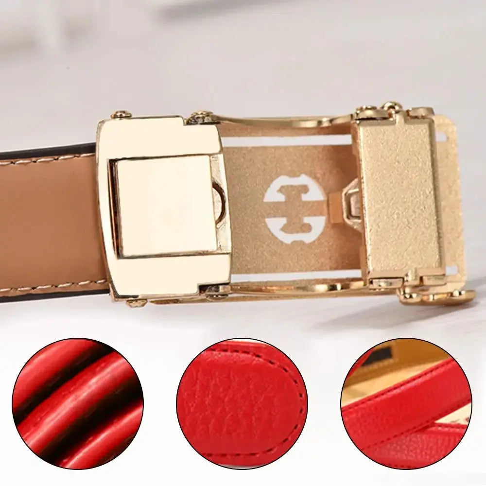 Women's Luxury Genuine Leather Belt — Automatic Buckle Waistband (105 cm) TrenLux Wear