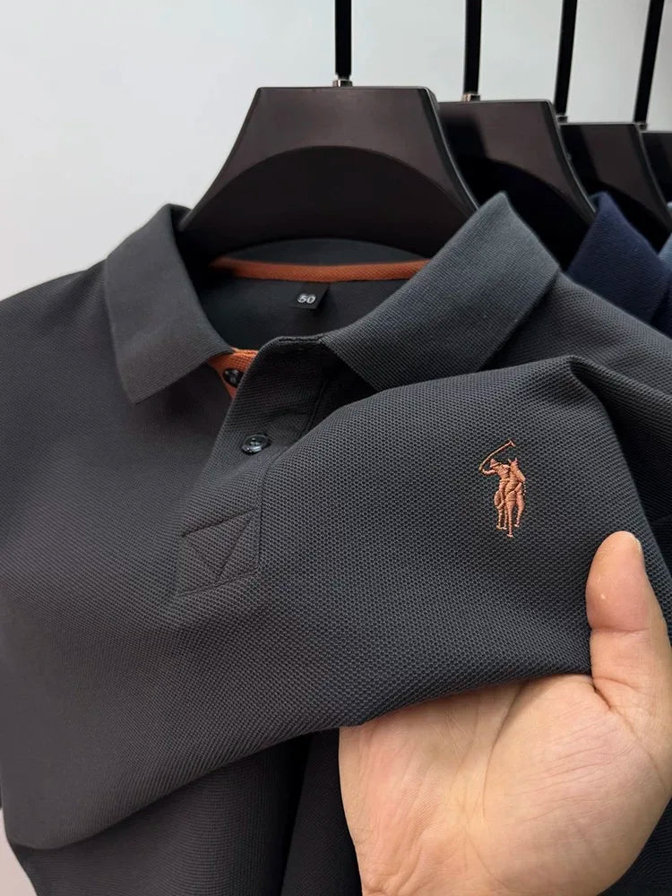 Men's Smart-Casual Embroidered Cotton Polo