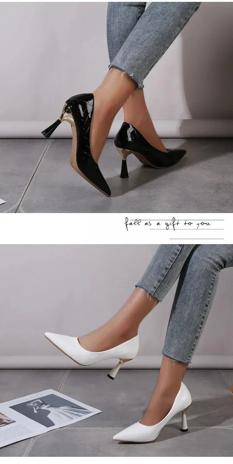 Women's Pointed Toe Stiletto Pumps | Slip-On High Heels for Office & Dress | Black Red White - TrendLux Wear