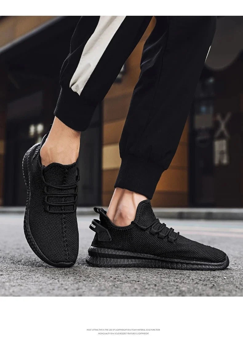 Men's Urban Street Sneakers by TrendLux Wear featuring breathable mesh material and casual design, shown in a side view.