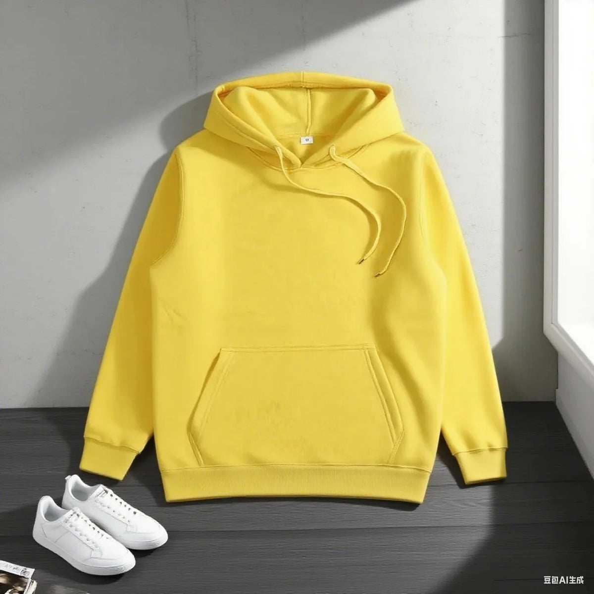 Unisex plus size heavyweight American high street hoodie by TrendLux Wear in gray fleece pullover style, available in sizes S to 3XL.
