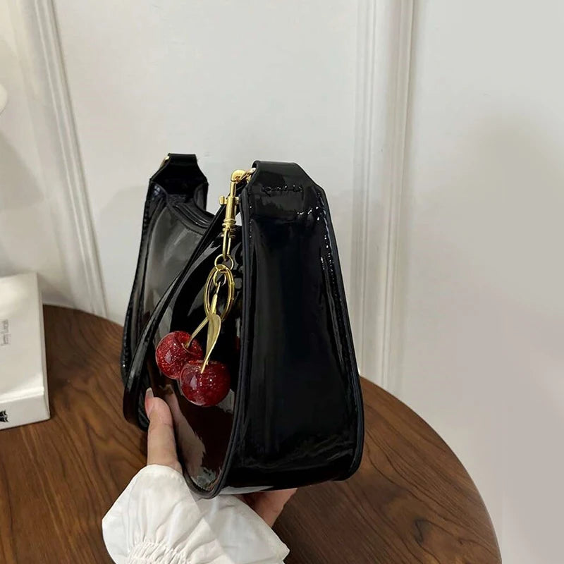 TrenLux Wear Women's Pure Leather Solid Colour Cherry Pendant  Bag TrenLux Wear