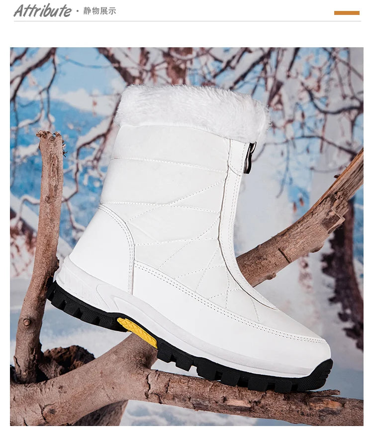 Women’s Fleece-Lined Winter Snow Boots – Non-Slip Warm High-Top Walking Boots
