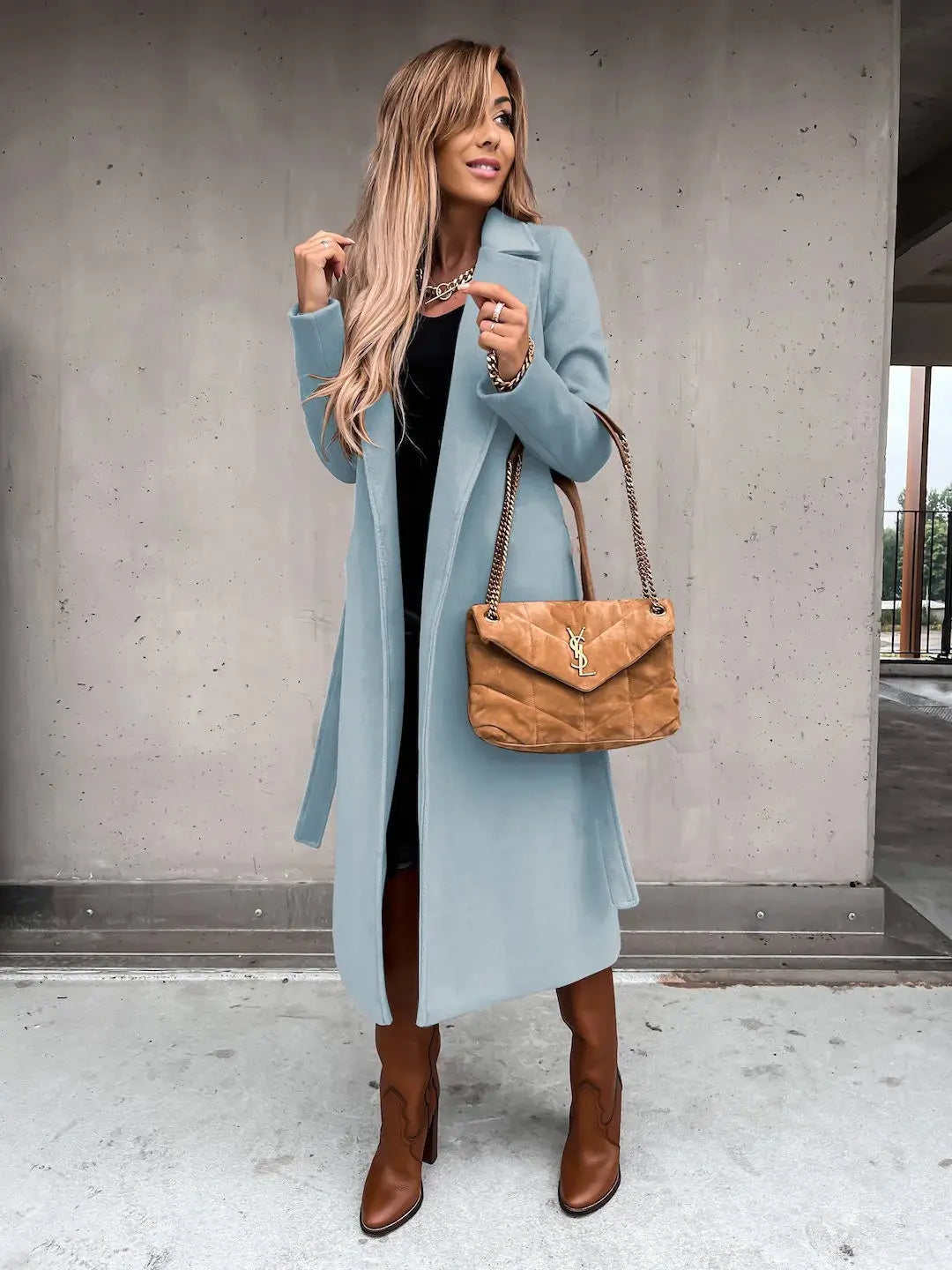 TrenLux Wear Women's Solid Woolen Lapel Coat — Long Sleeve Loose Fit Autumn Winter Coat TrenLux Wear