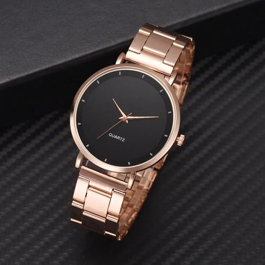 Women's rose gold stainless steel watch by TrendLux Wear with a sleek round face and elegant design.