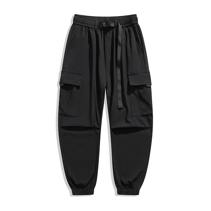 Men's wide leg casual trousers by TrendLux Wear in multiple colors, featuring a loose fit and multi-pocket design, shown in a relaxed style.