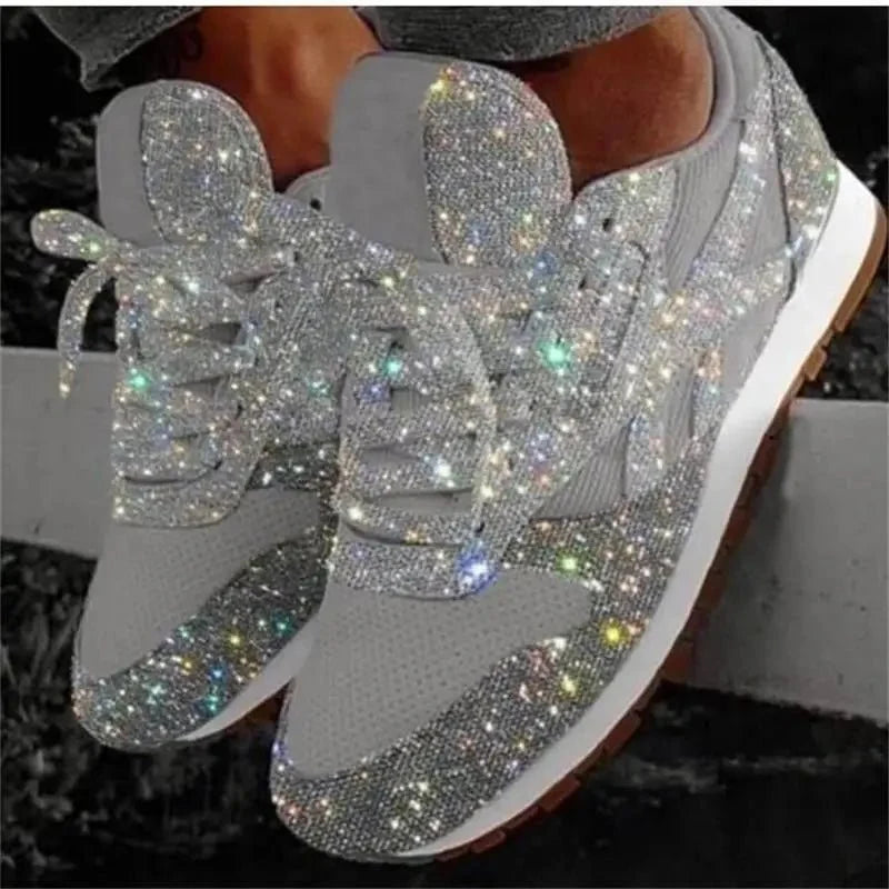 Women's Glitter Platform Chunky Sneakers | Height-Increasing Sparkling Running Shoes | Spring 2026 - TrendLux Wear