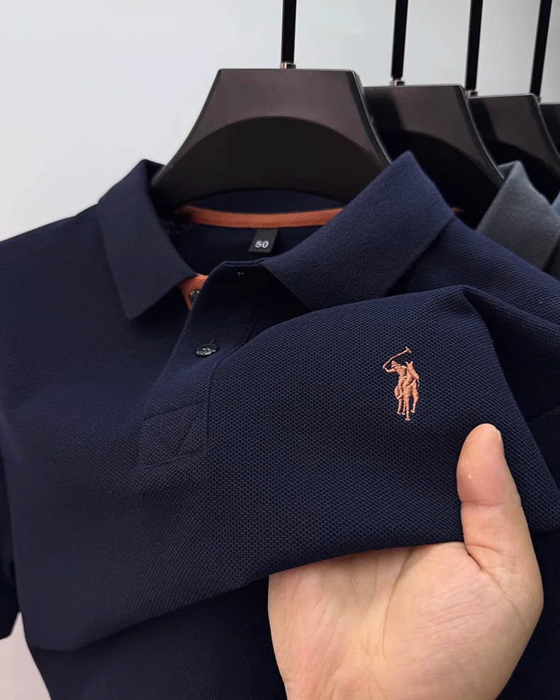 Men's Smart-Casual Embroidered Cotton Polo