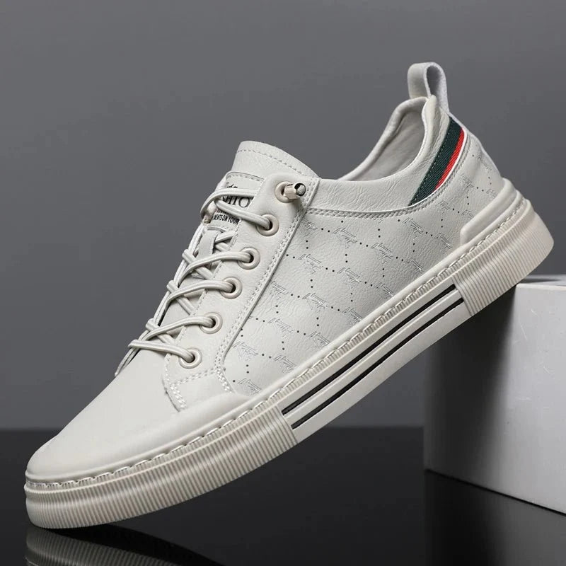 Men's all-season sport sneakers by TrendLux Wear, waterproof low-top lace-up shoes with breathable design and durable outsole.