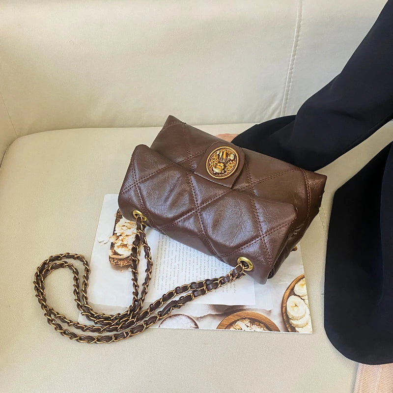 TrenLux Wear Women's Luxury Lingge Pattern Pure Leather Designer  Handbag TrenLux Wear