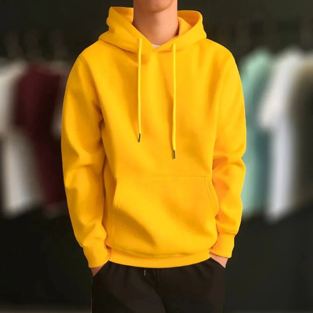 Men's Harajuku hoodie by TrendLux Wear in black, featuring casual streetwear style with a comfortable pullover design and hood.