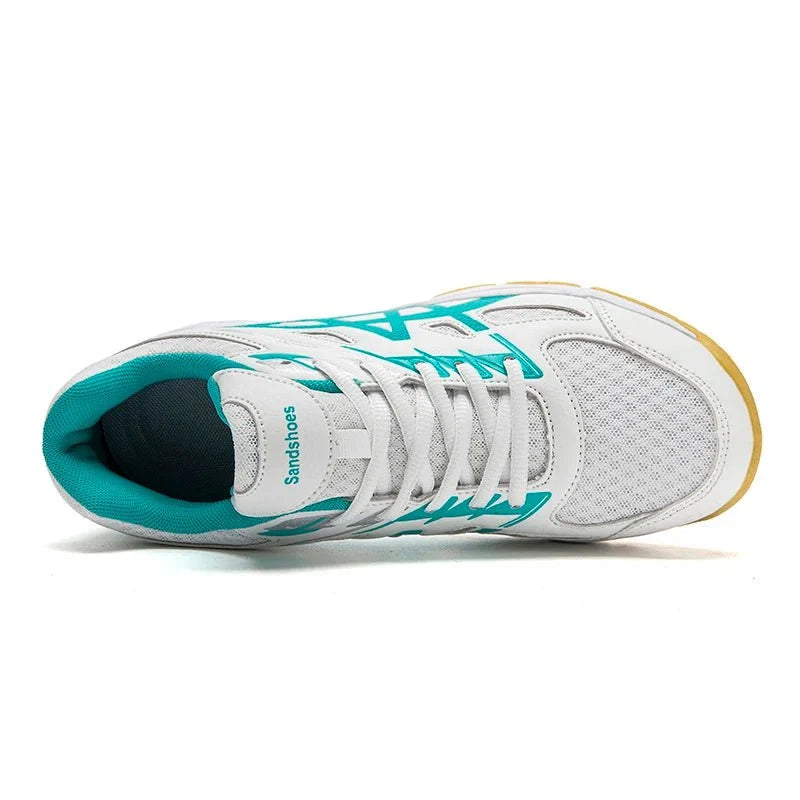 Unisex TrendLux Wear anti-slip court sneakers for badminton and table tennis, featuring breathable athletic shoe design.