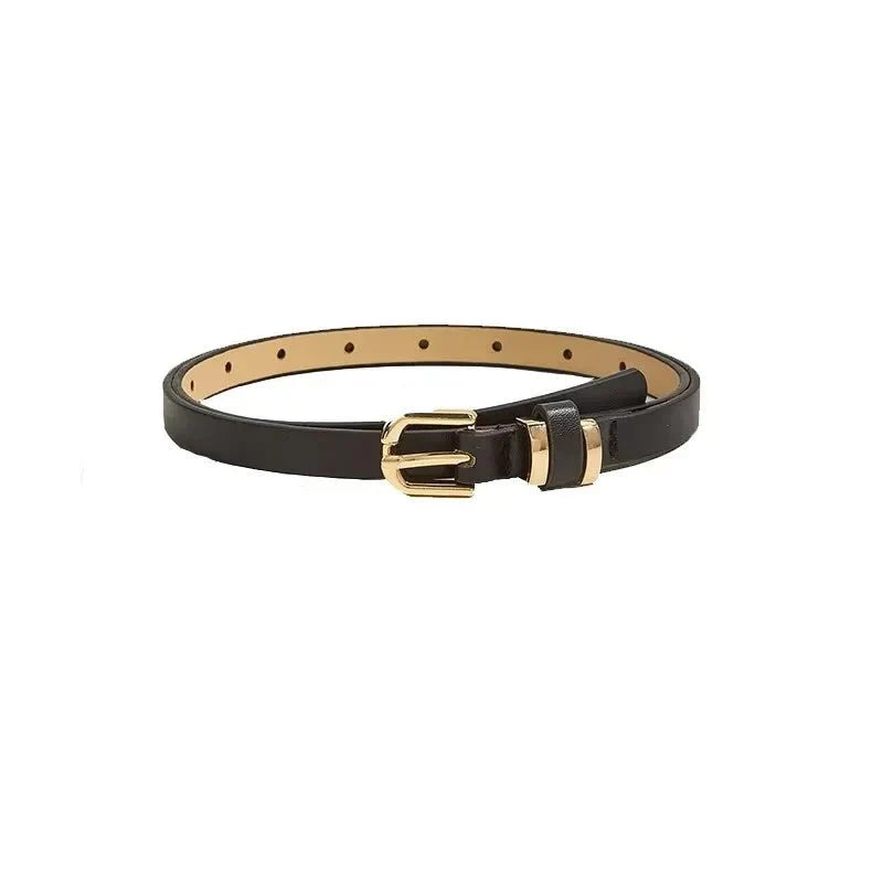Women's faux leather waist belt by TrendLux Wear, stylish accessory for dresses, with a sleek buckle and adjustable fit.