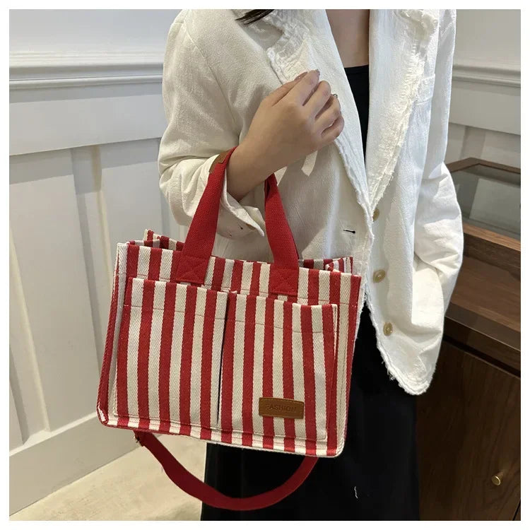 TrenLux Wear Women's Large Capacity Striped Shoulder Bag TrenLux Wear